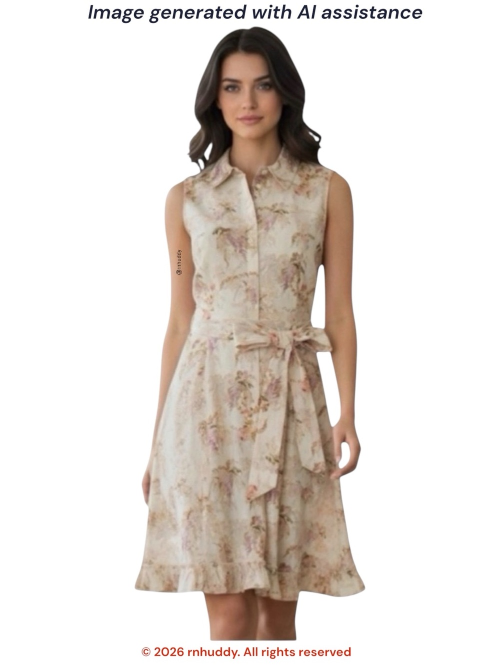 Alex Marie size 16 sleeveless floral 61% linen belted shirt dress